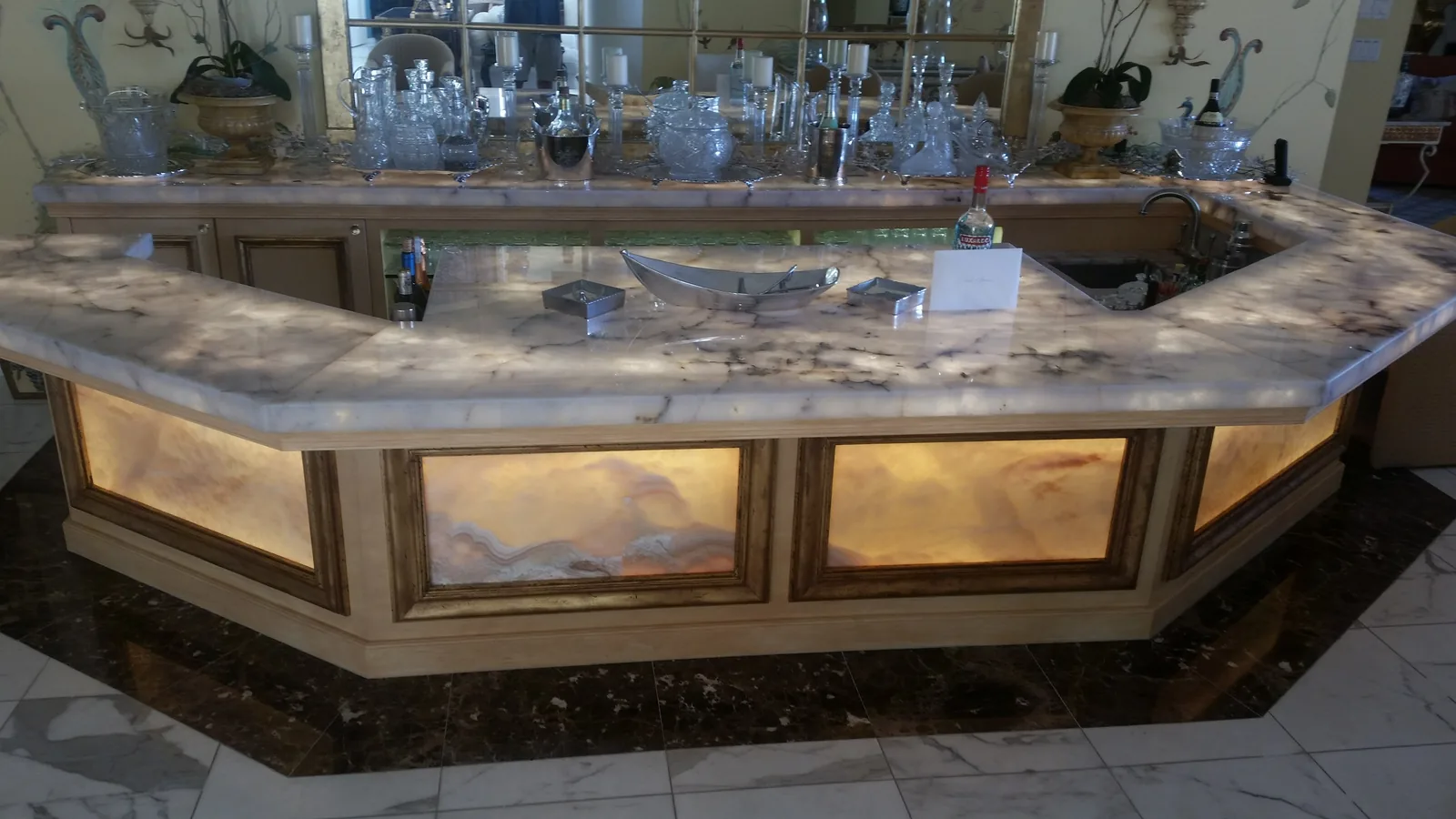 Backlit onyx bar — Casa de Marbella, Palm Beach Gardens, FL